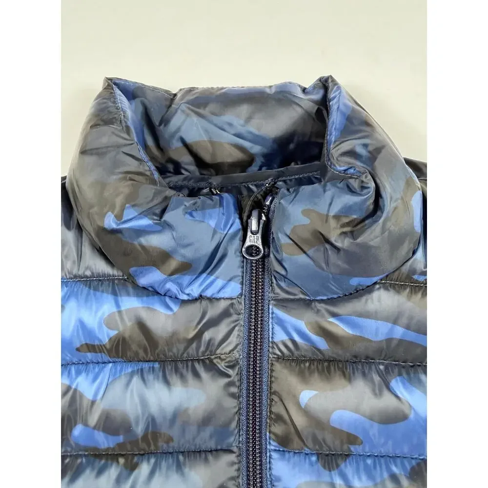 Gap Kids Boys’ Lightweight Puffer Vest Blue Camo Large 10-11